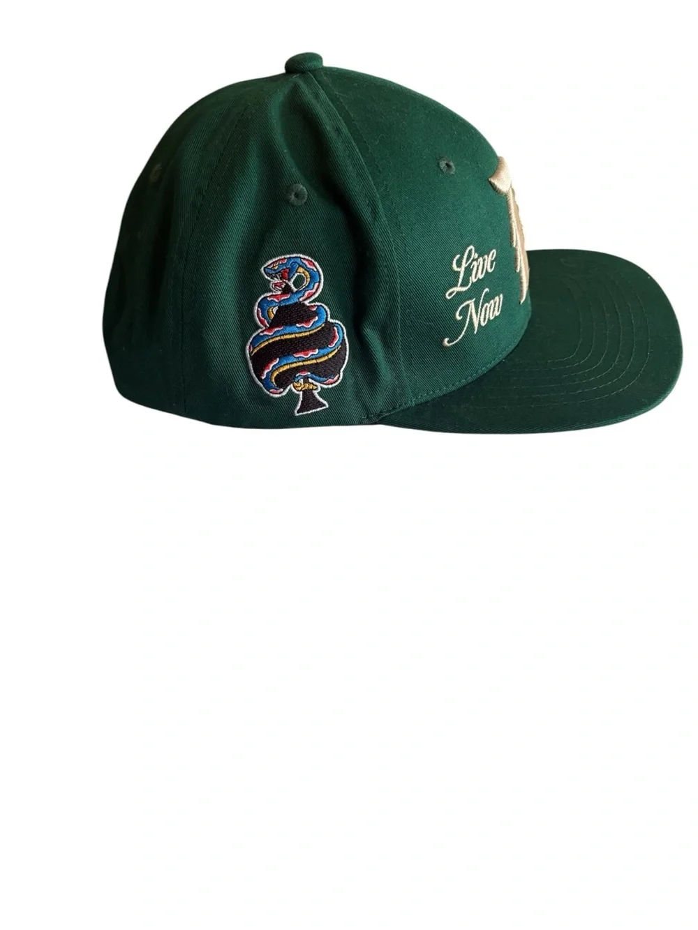 Primitive Green Snapback Cap with Cream Embroidery